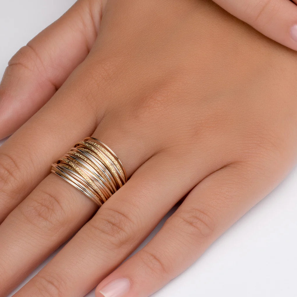 Yellow Red & White Spirali Ring