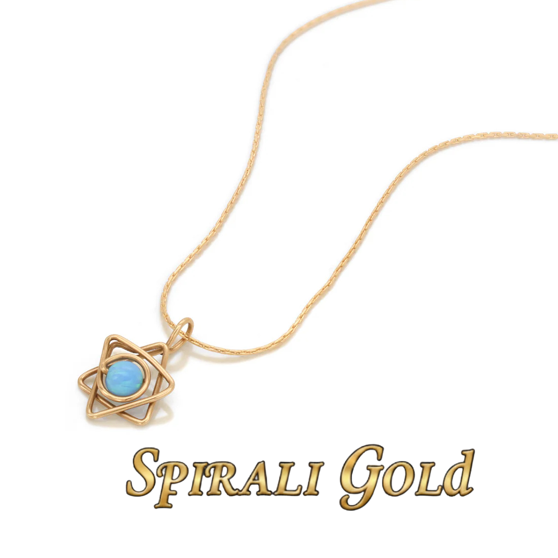 Solid Gold Star of David Opal Bead Necklace