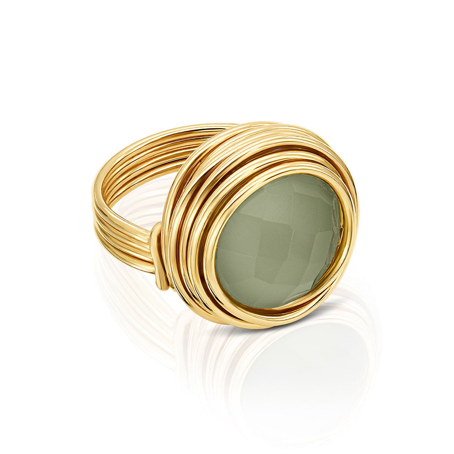 Chalcedony Gold Universe Ring