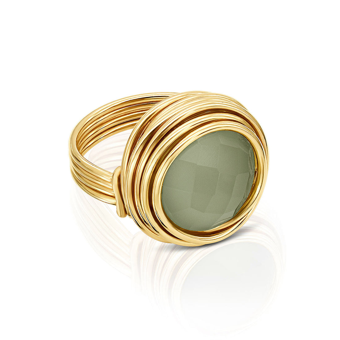 Solid Gold Chalcedony Ring