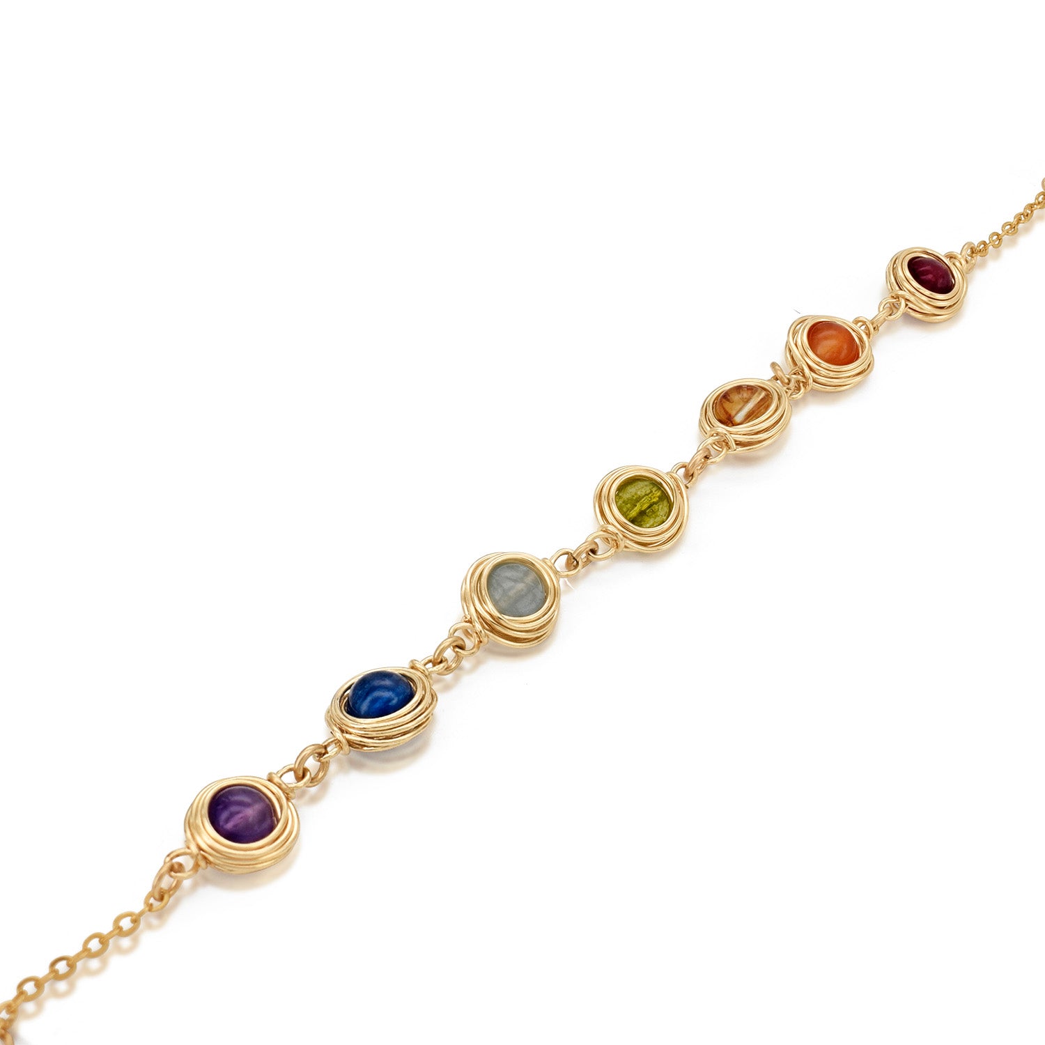 Golden 7 Chakra Rainbow Bracelet ๐