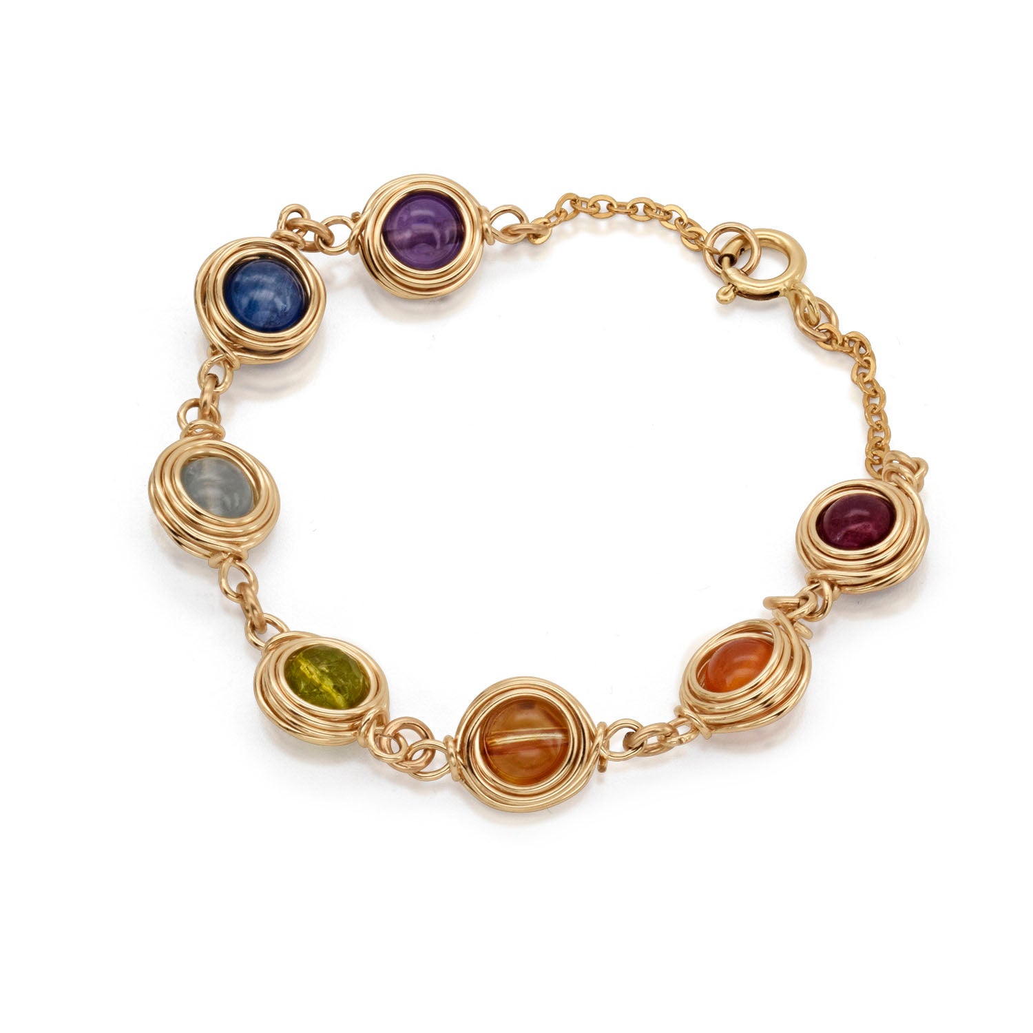 Golden 7 Chakra Rainbow Bracelet ๐