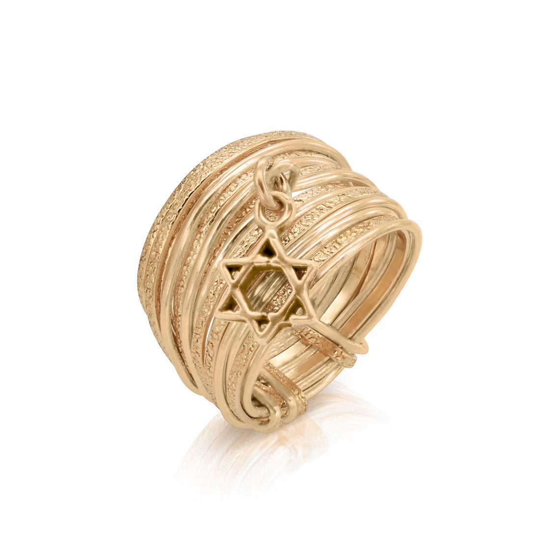 Solid Gold Star of David Spiral Ring