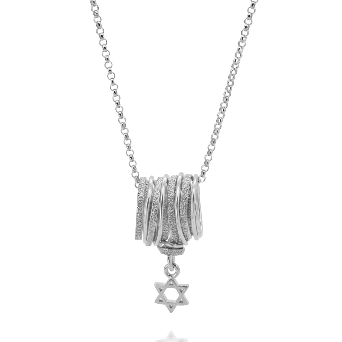 Silver Spiral Necklace with Star of David