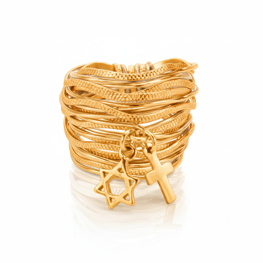 Golden Unity Wavy Ring