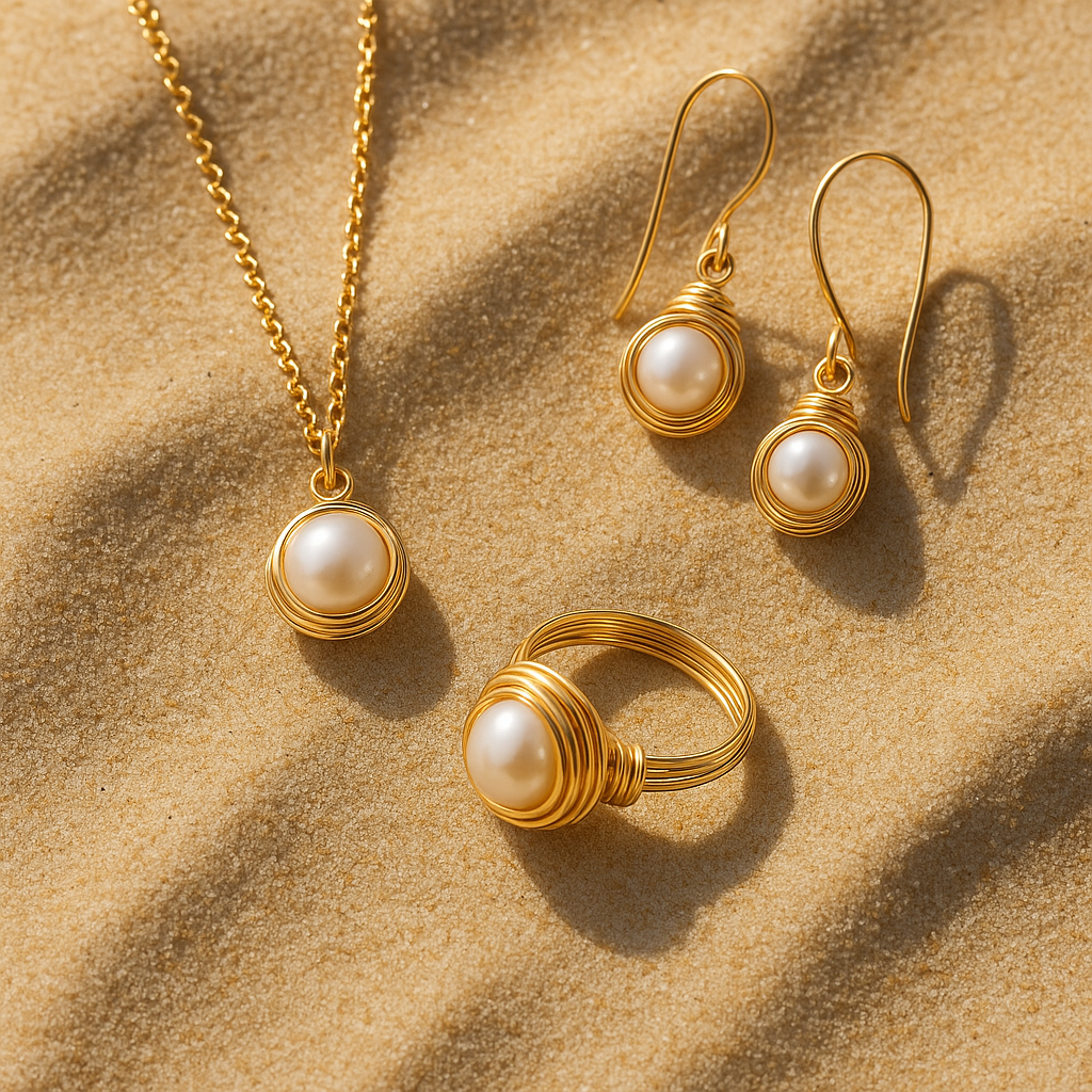 Universe Gold Pearl Sphere Ring