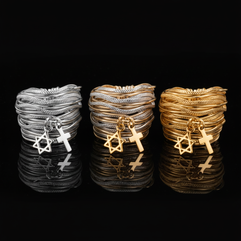 Solid Gold Wavy Unity Spiral Ring