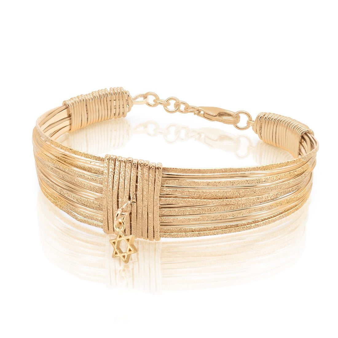 Solid Gold Star of David Spiral Bracelet