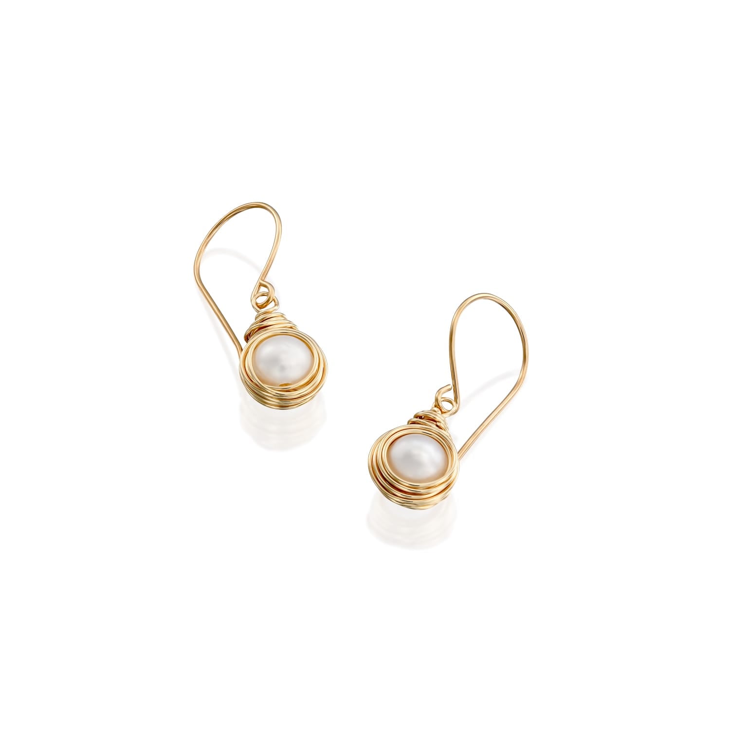 Solid Gold Pearl Sphere Earrings