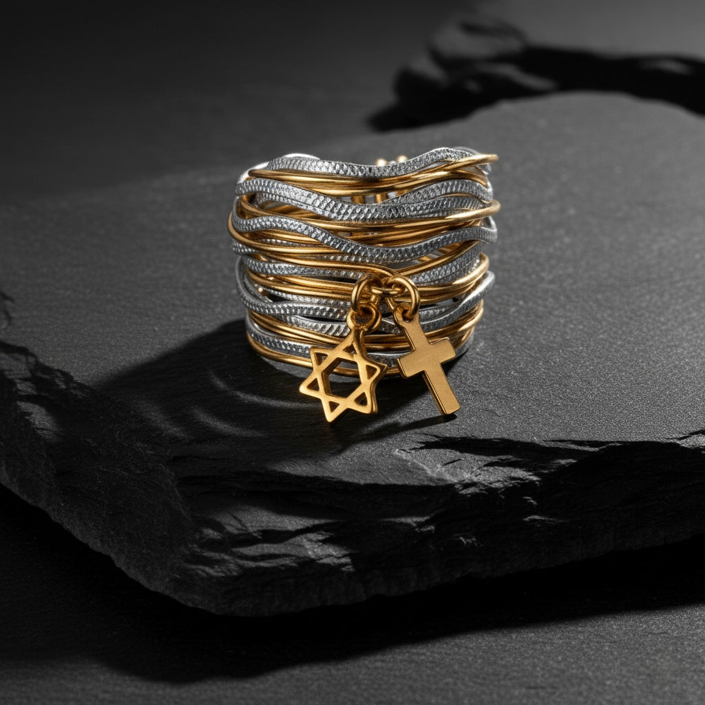 Solid Gold Wavy Unity Spiral Ring