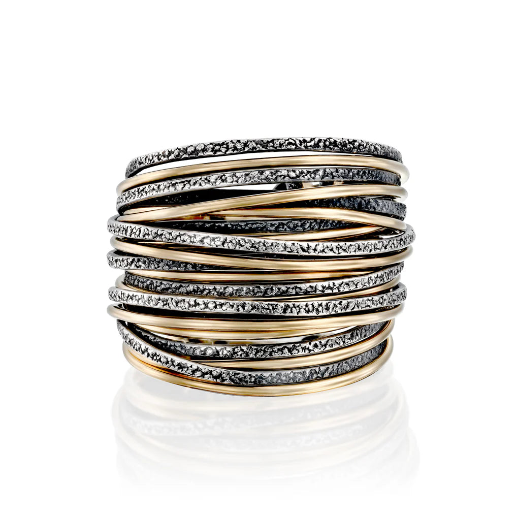 Safari Glaze Spirali Ring handcrafted with 999 silver and gold-filled wires