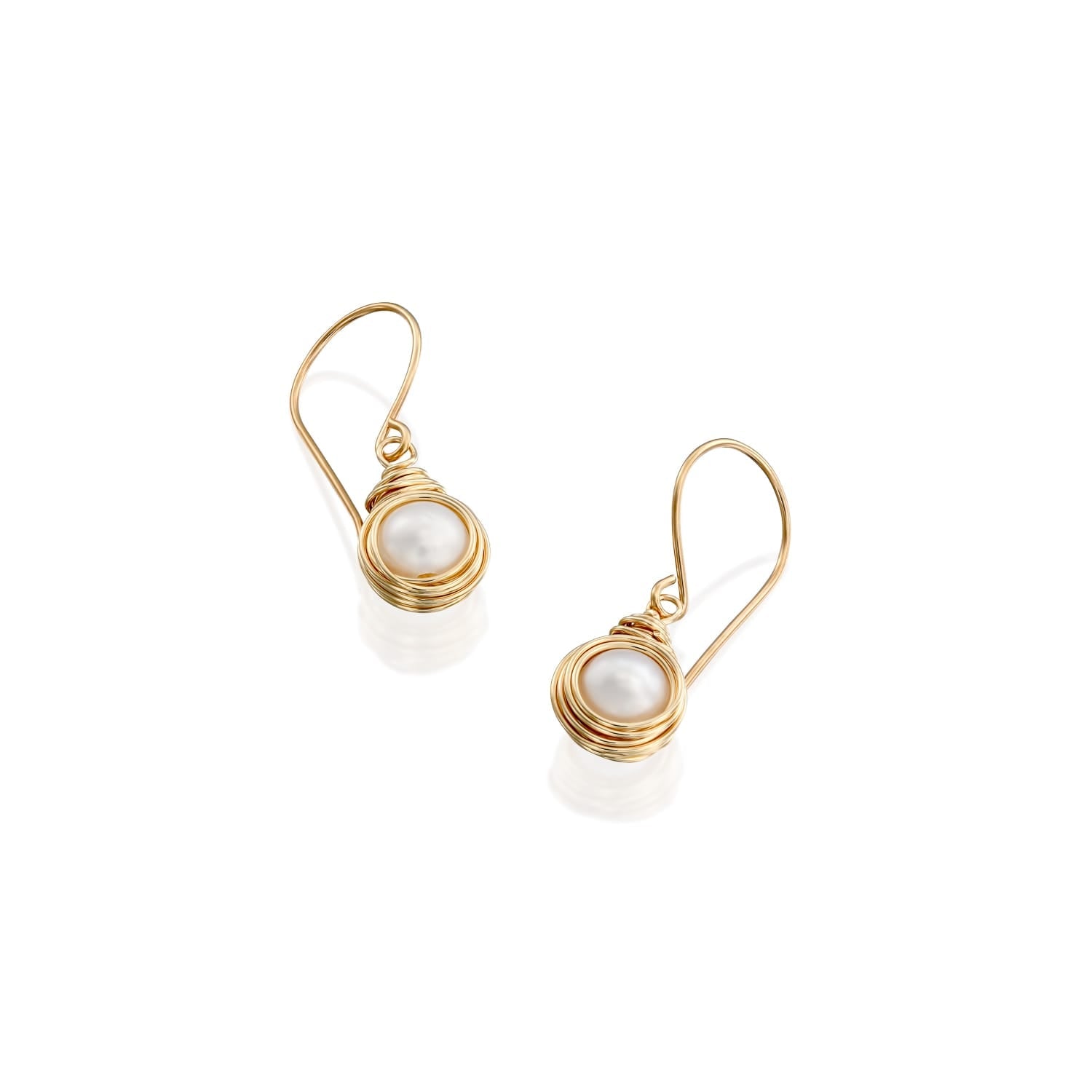 Solid Gold Pearl Sphere Earrings - Studio Spirali