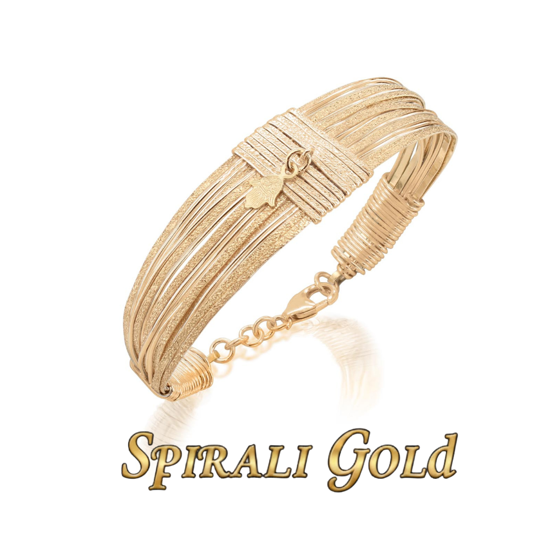 Solid Gold Hamsa Spiral Bracelet