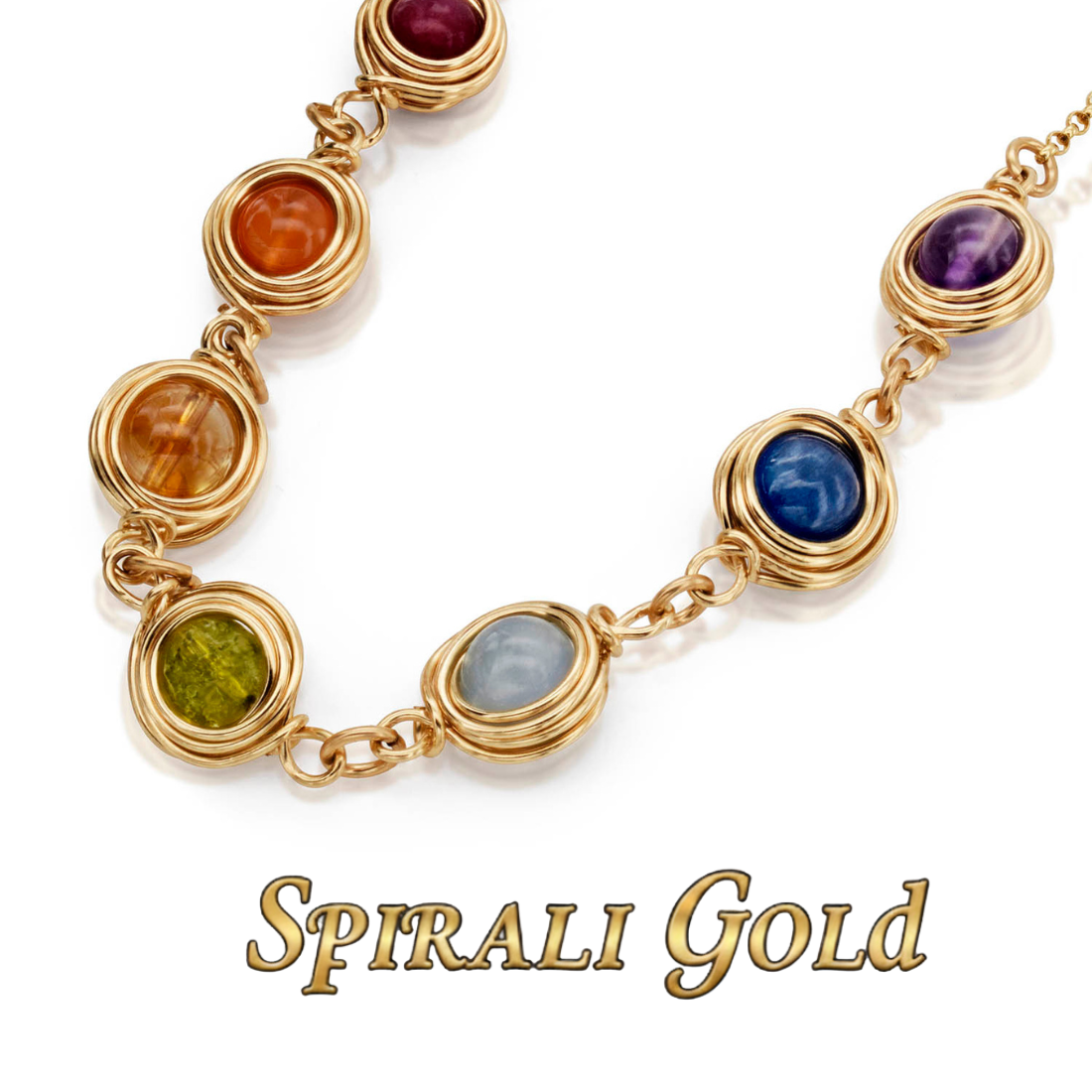 Solid Gold 7 Chakra Rainbow Necklace ๐