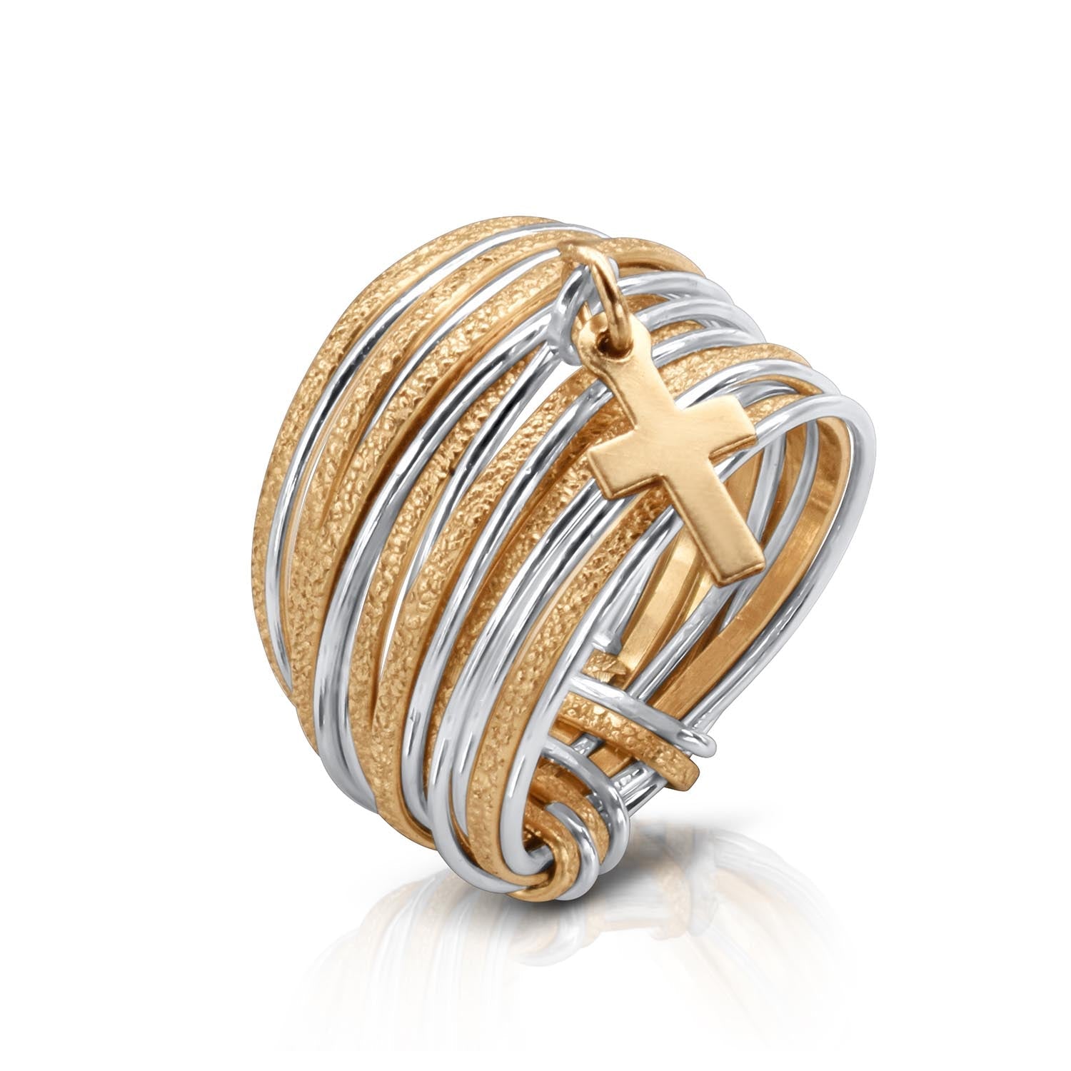Symbol Gold & Silver Cross Ring - Studio Spirali