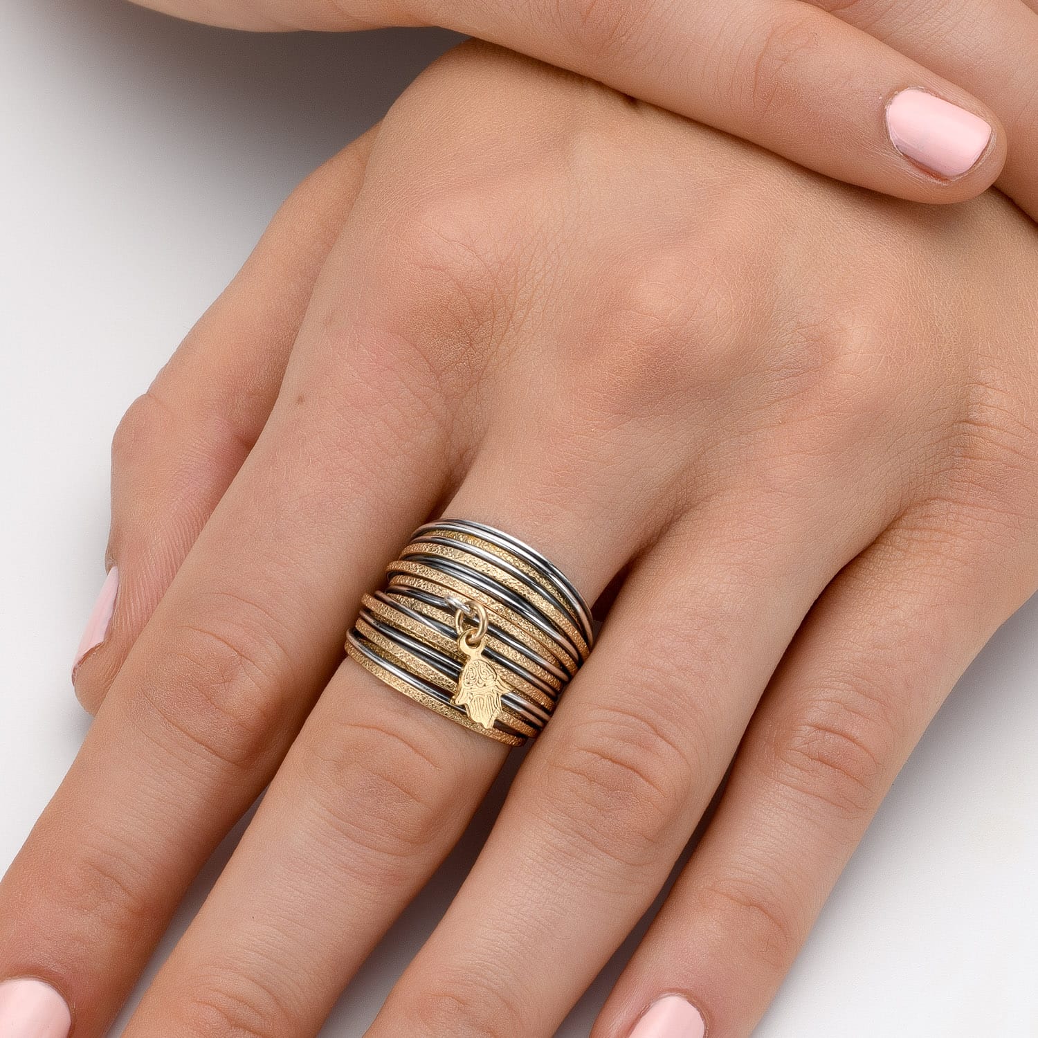Symbol Gold & Silver Safari Hamsa Ring - Studio Spirali