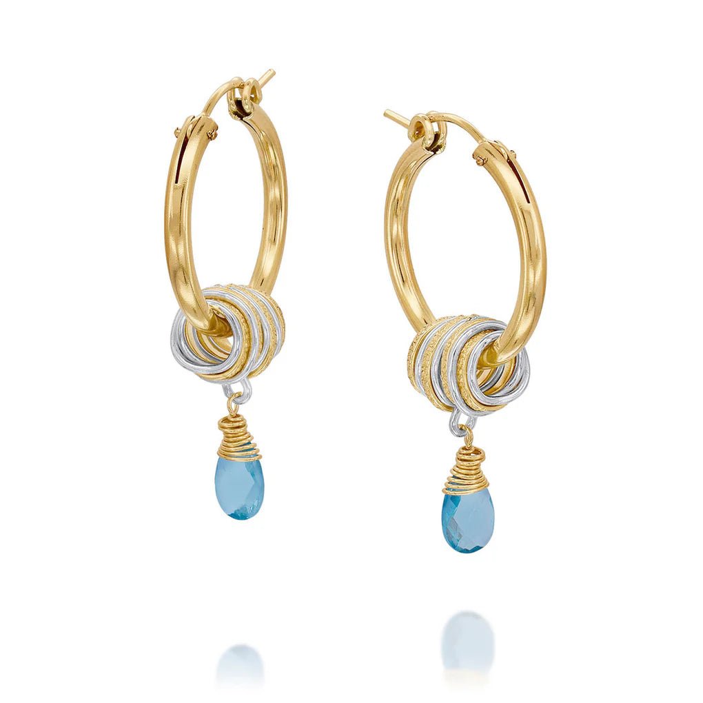 Universe Aquamarine Zircon Hoop Earrings - Studio Spirali