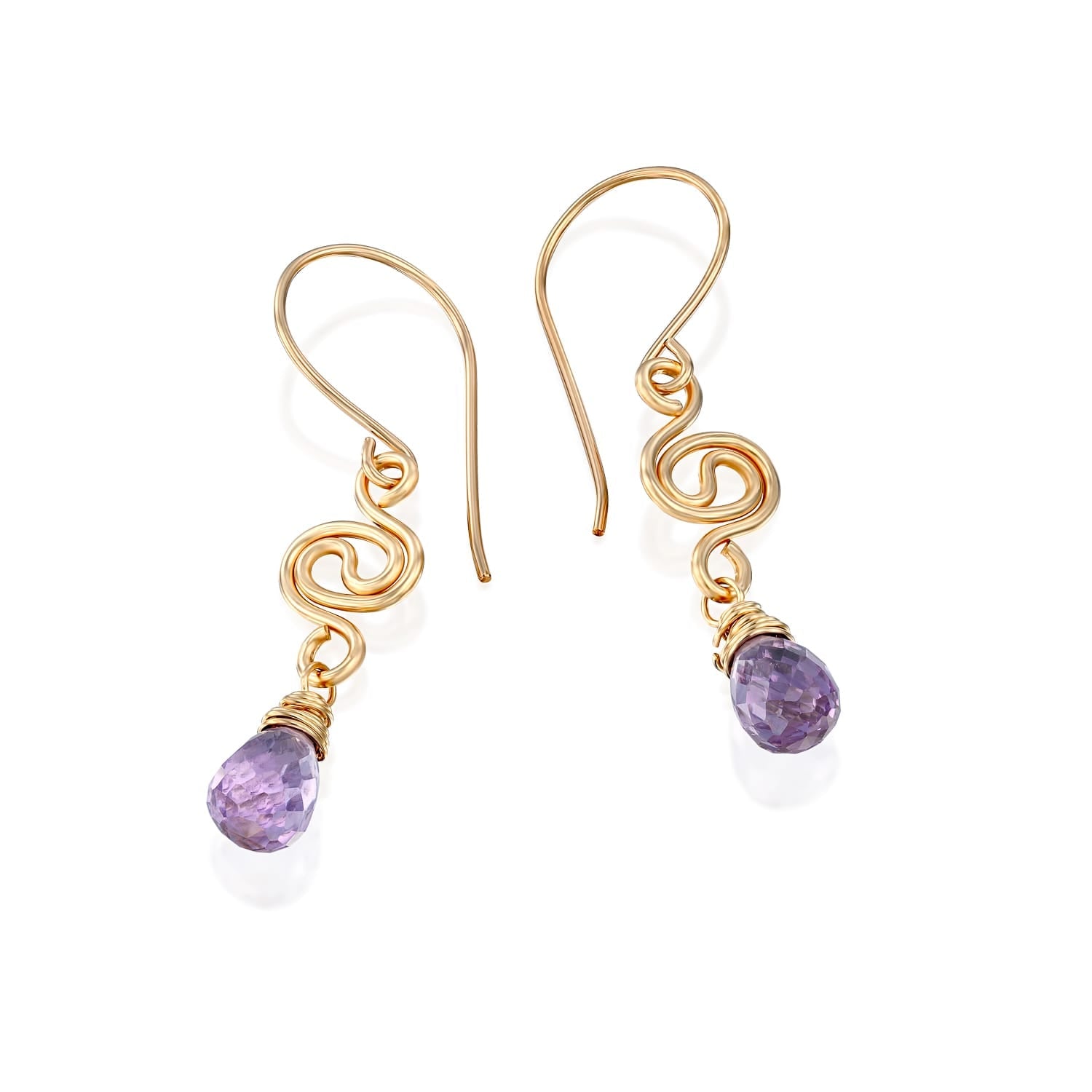 Universe Gold Amethyst Drop Earrings - Studio Spirali