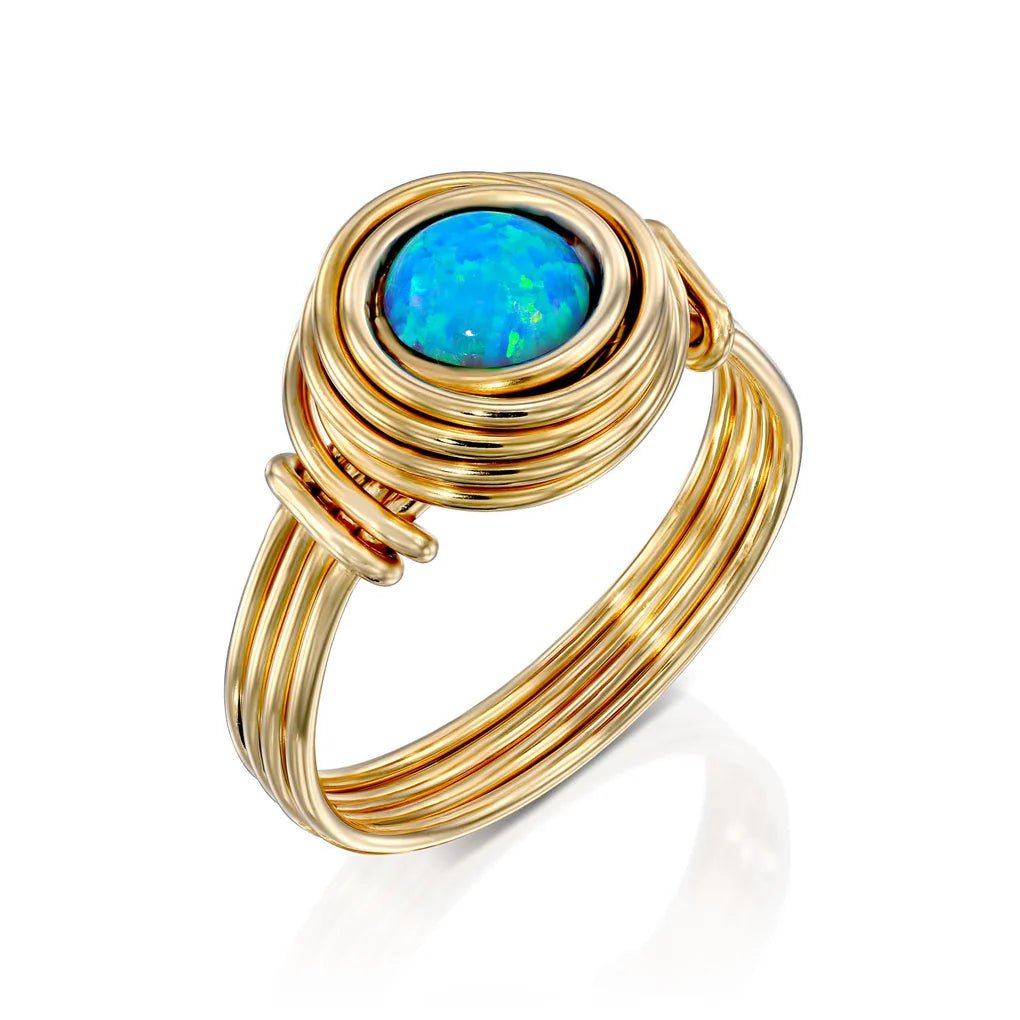 Universe Gold Opal Bead Ring - Studio Spirali