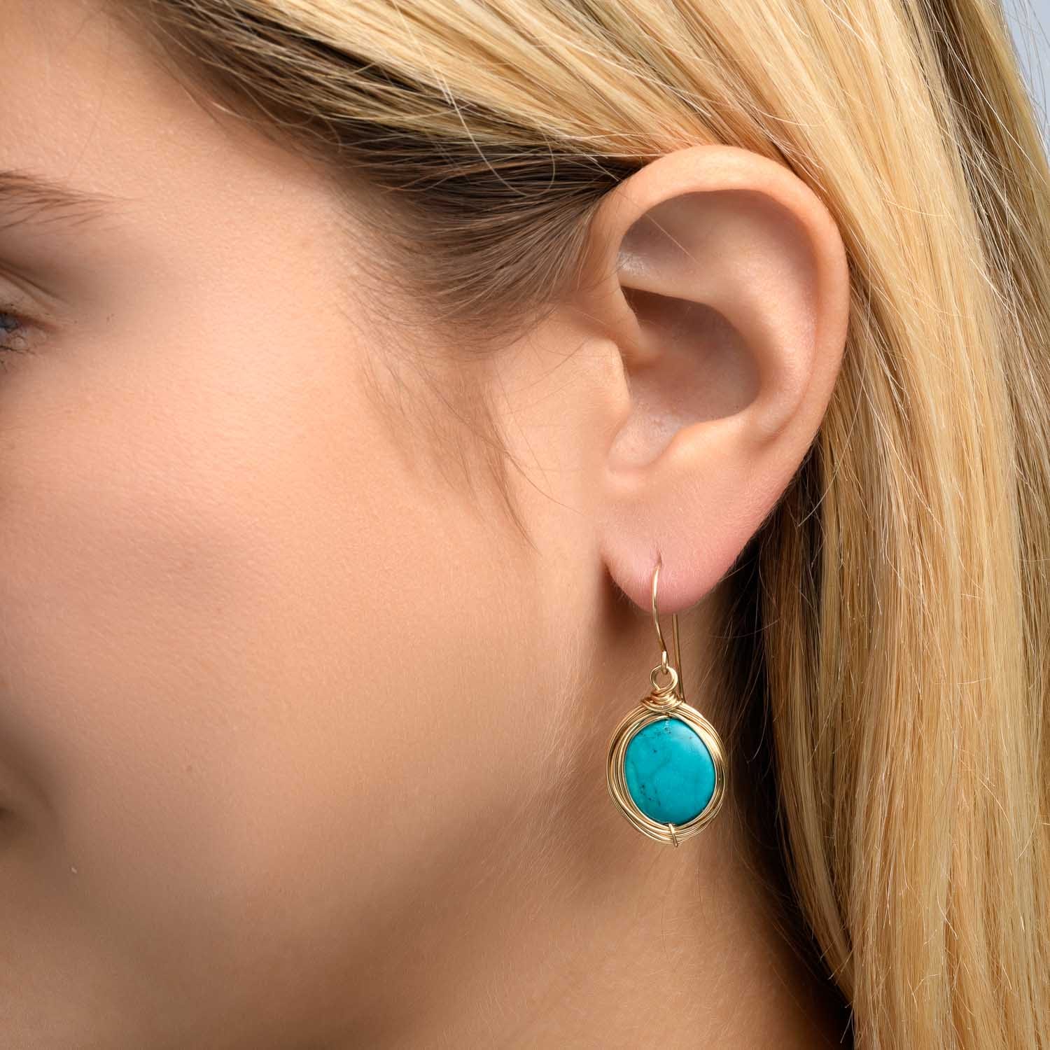 Universe Gold Turquoise Coin Earrings - Studio Spirali