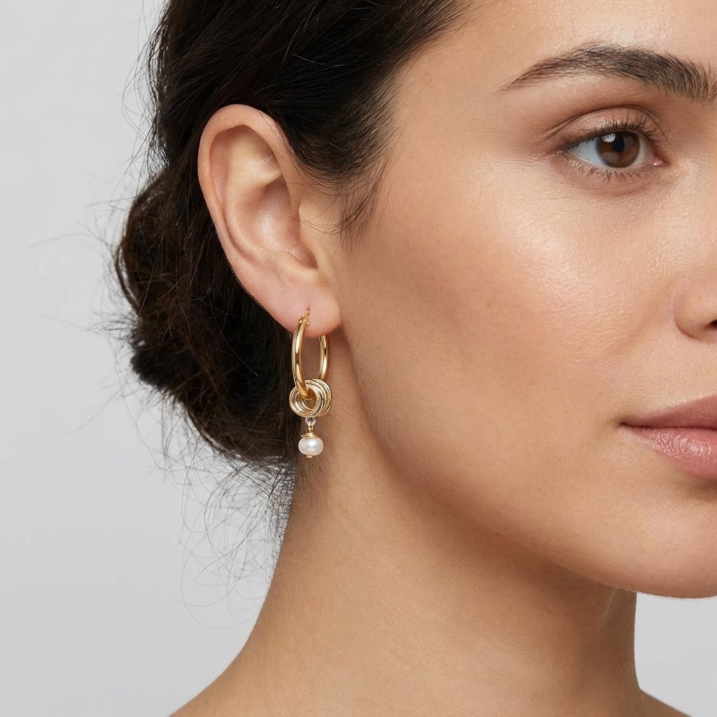 Universe Pearl Hoop Earrings - Studio Spirali