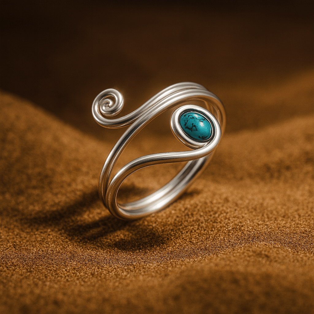 Universe Silver Turquoise Snake Ring - Studio Spirali