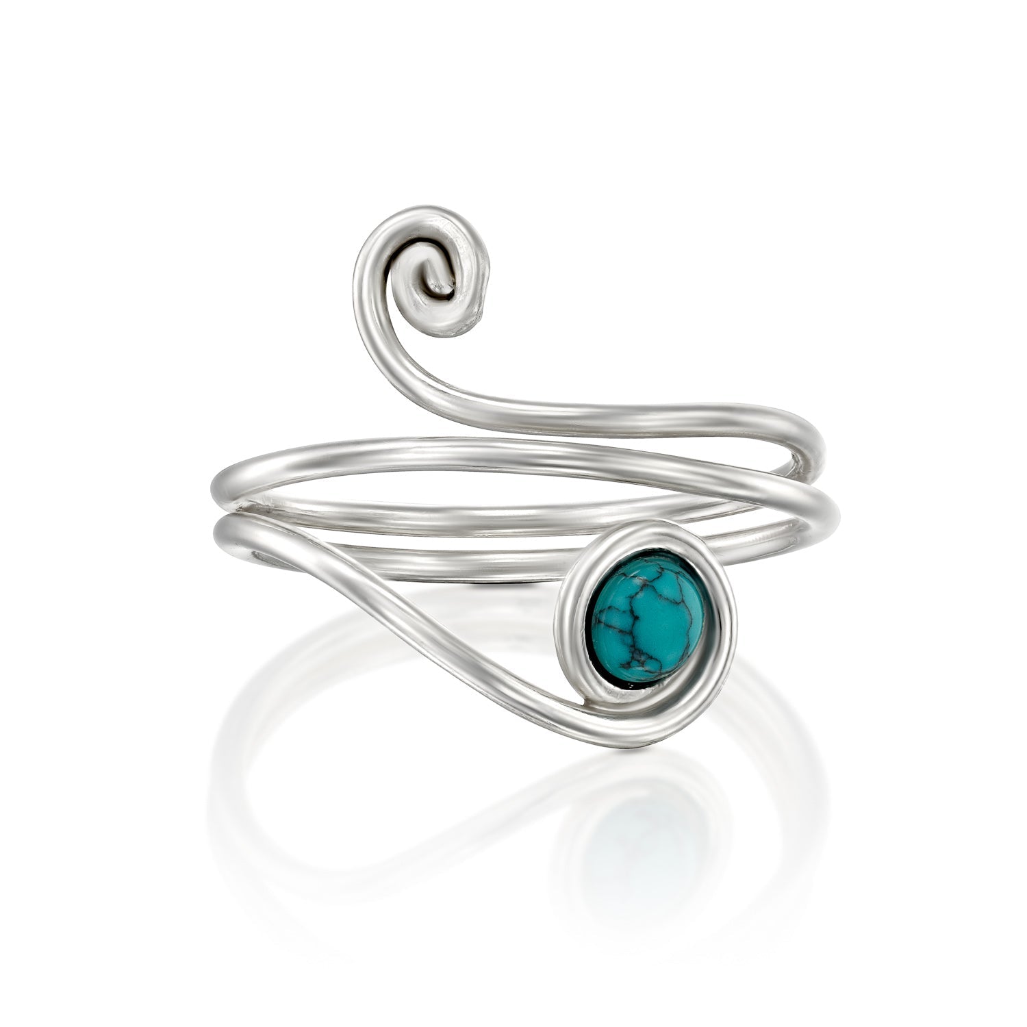 Universe Silver Turquoise Snake Ring - Studio Spirali