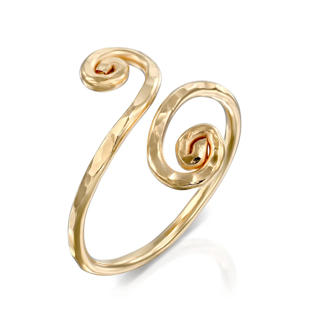 Universe Swirl Ring featuring fluid spirals made from high-quality gold-filled wire
