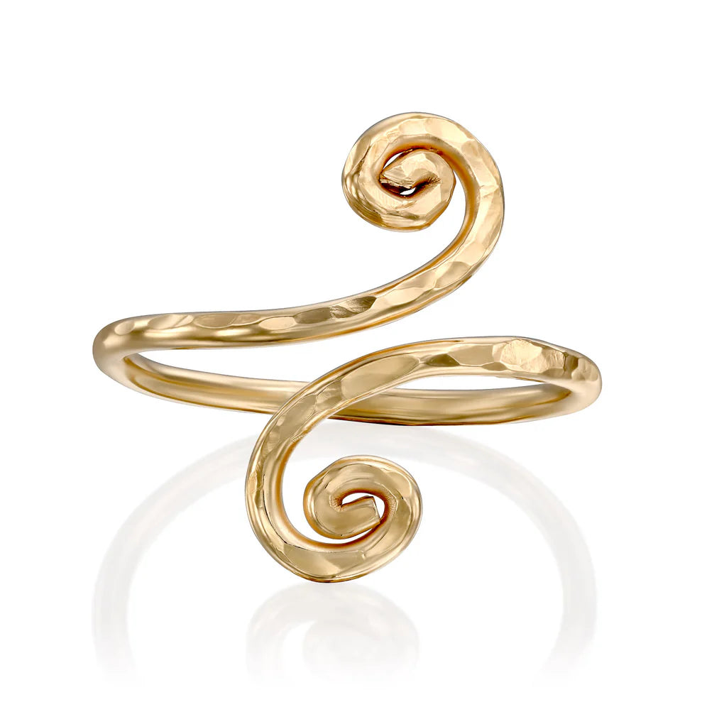 Universe Swirl Ring featuring fluid spirals made from high-quality gold-filled wire