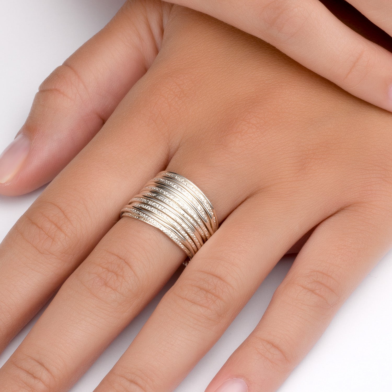 White Sand Spiral Ring