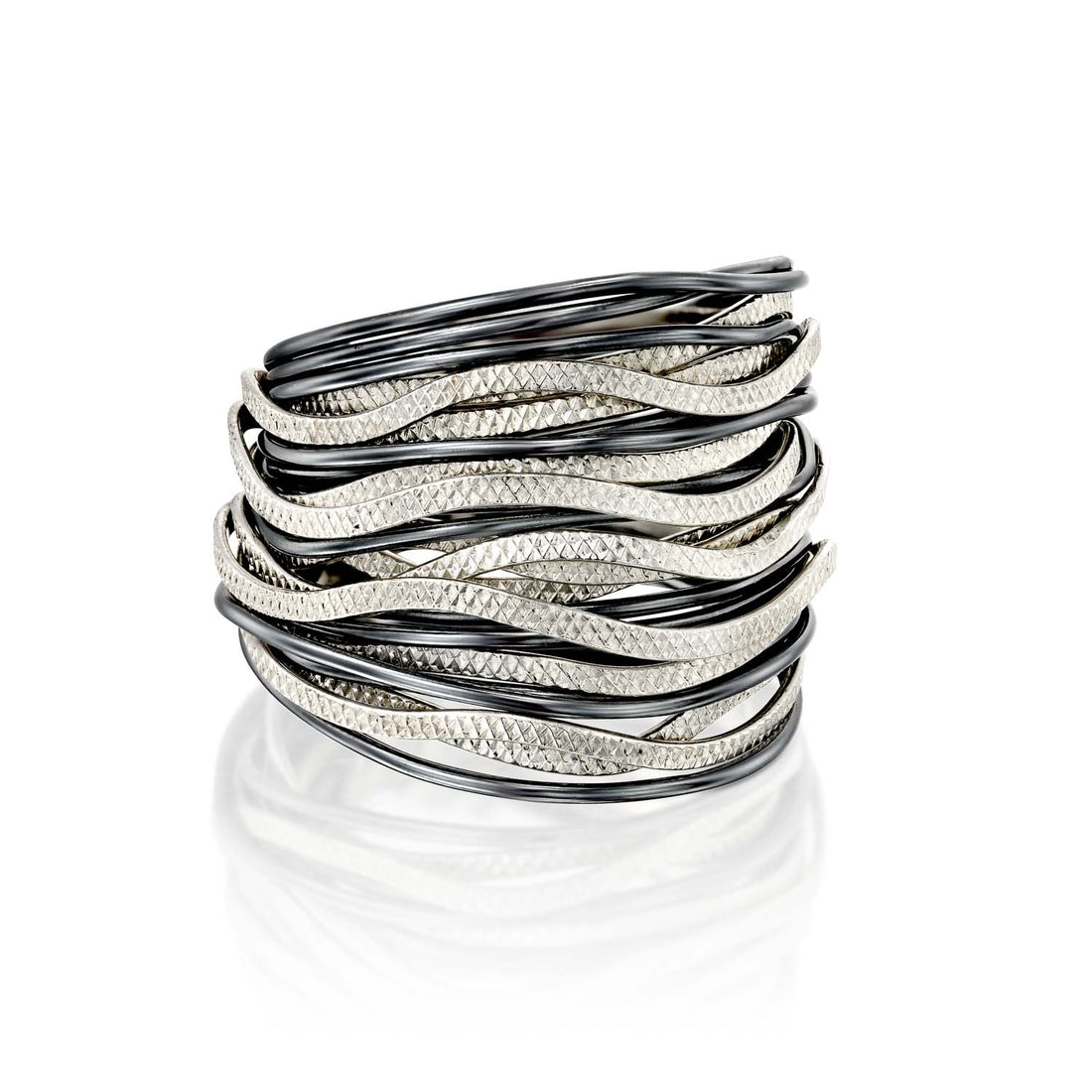 Black & Silver Spiral Ring