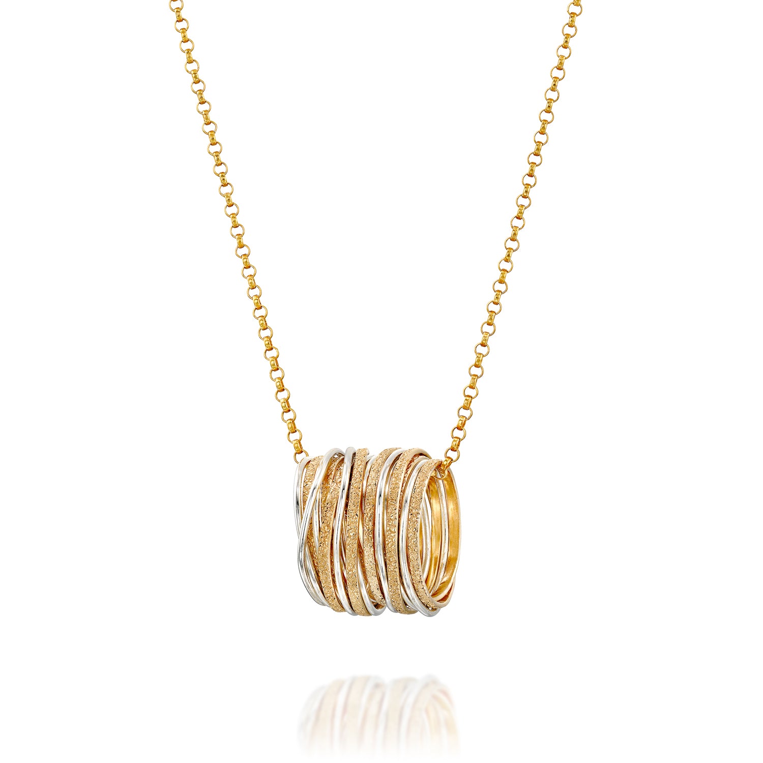 Solid Gold & Silver Spiral Necklace