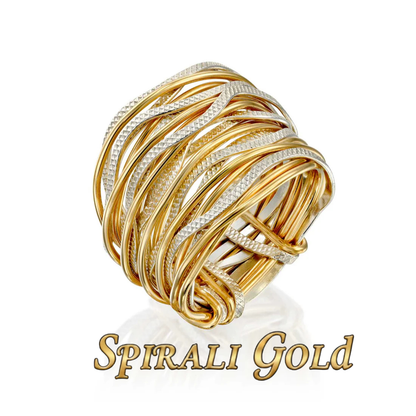 Solid Gold Wavy Ring with Fine Silver