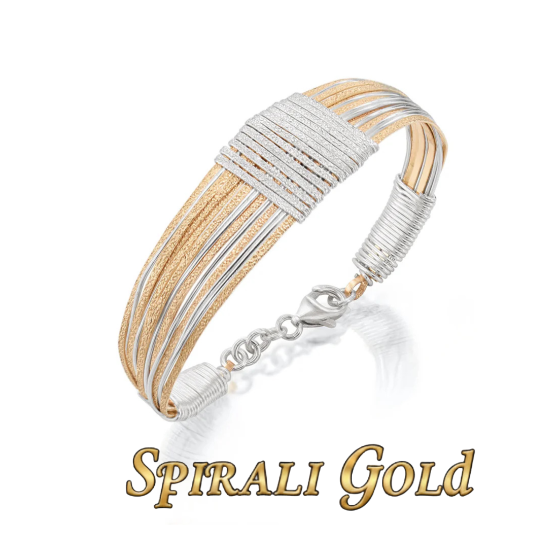 Solid Gold & Silver Spiral Bracelet