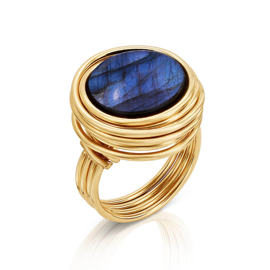 Labradorite Gold Universe Ring