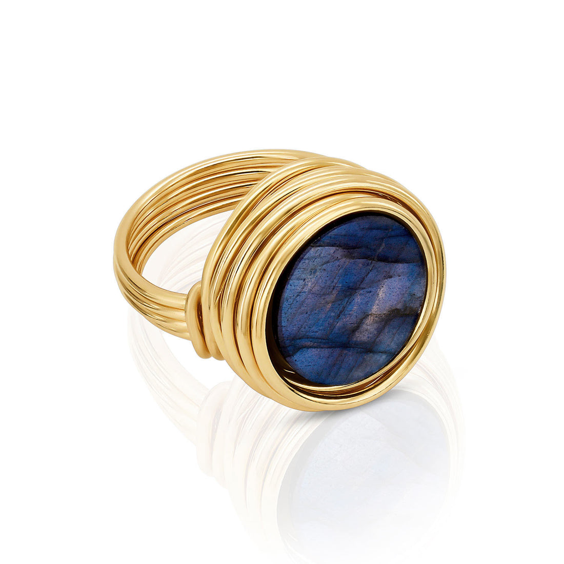 Labradorite Gold Universe Ring