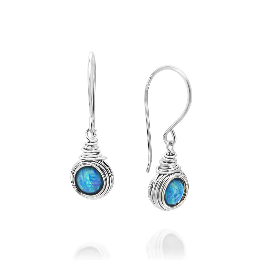 Universe Silver Earrings with Opal Bead