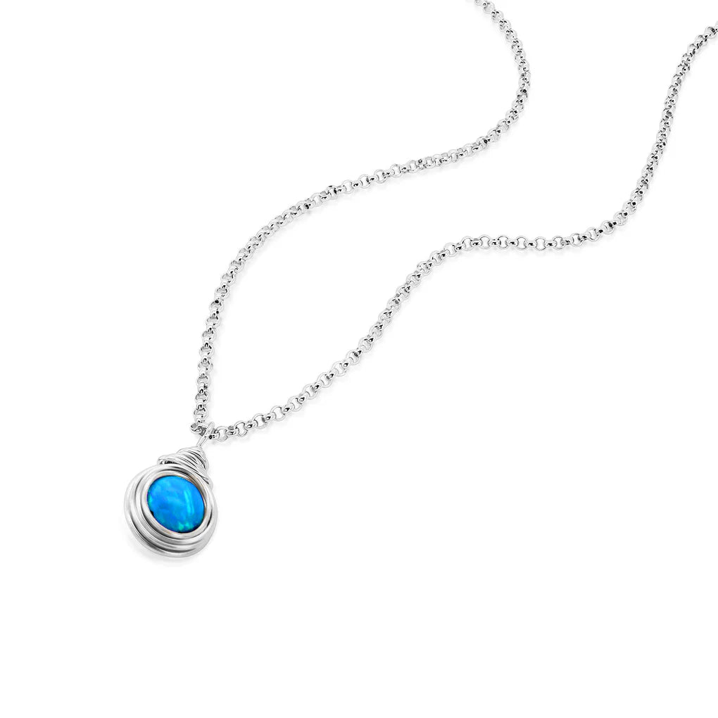 Universe Silver Necklace with Opal Bead