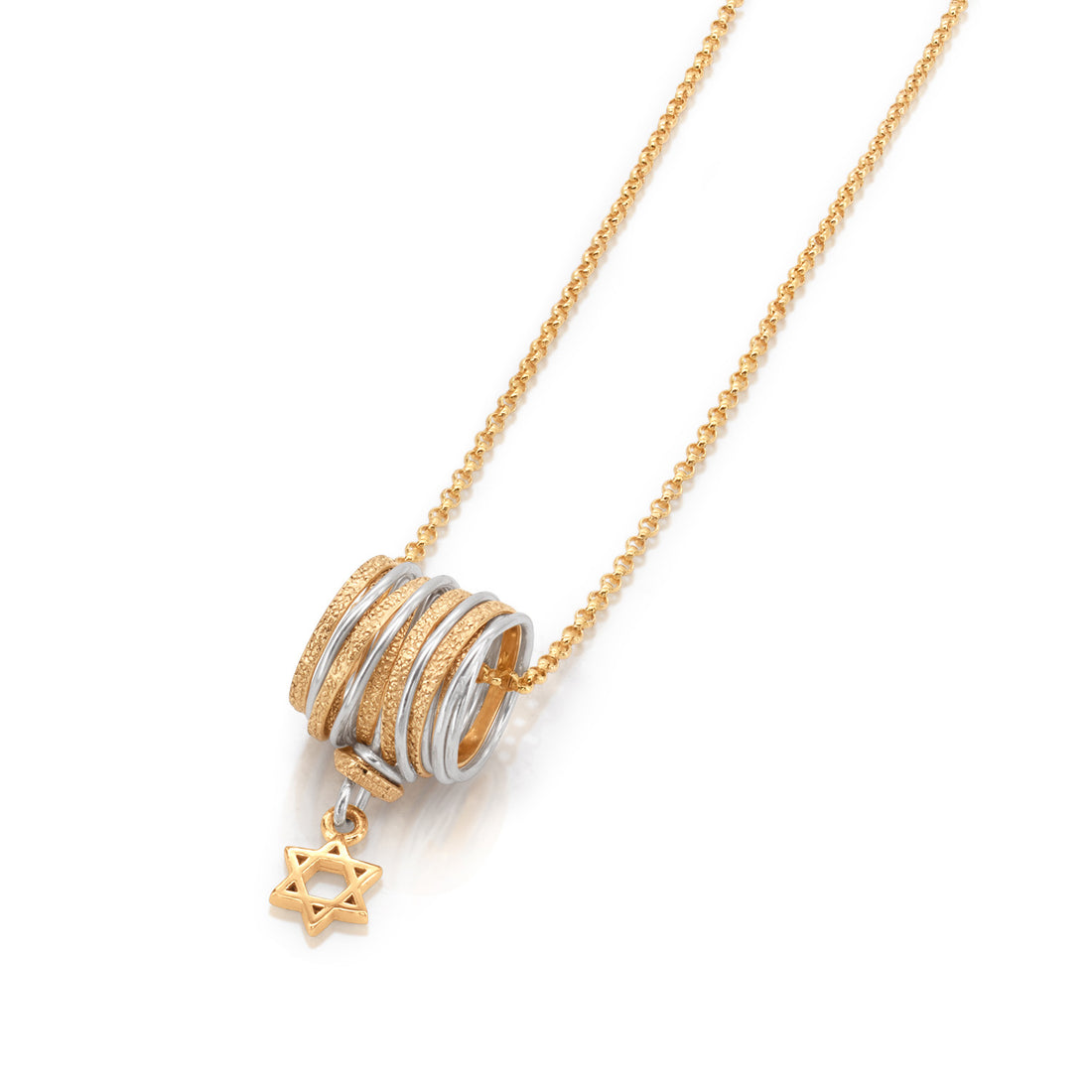 Gold &amp; Silver Spiral Necklace with Star of David