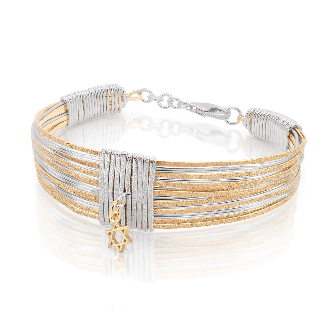 Gold and Silver Spiral Bracelet with Star of David