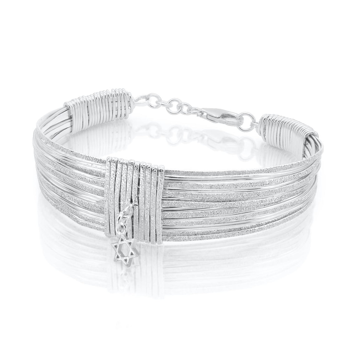 Silver Spiral Bracelet with Star of David