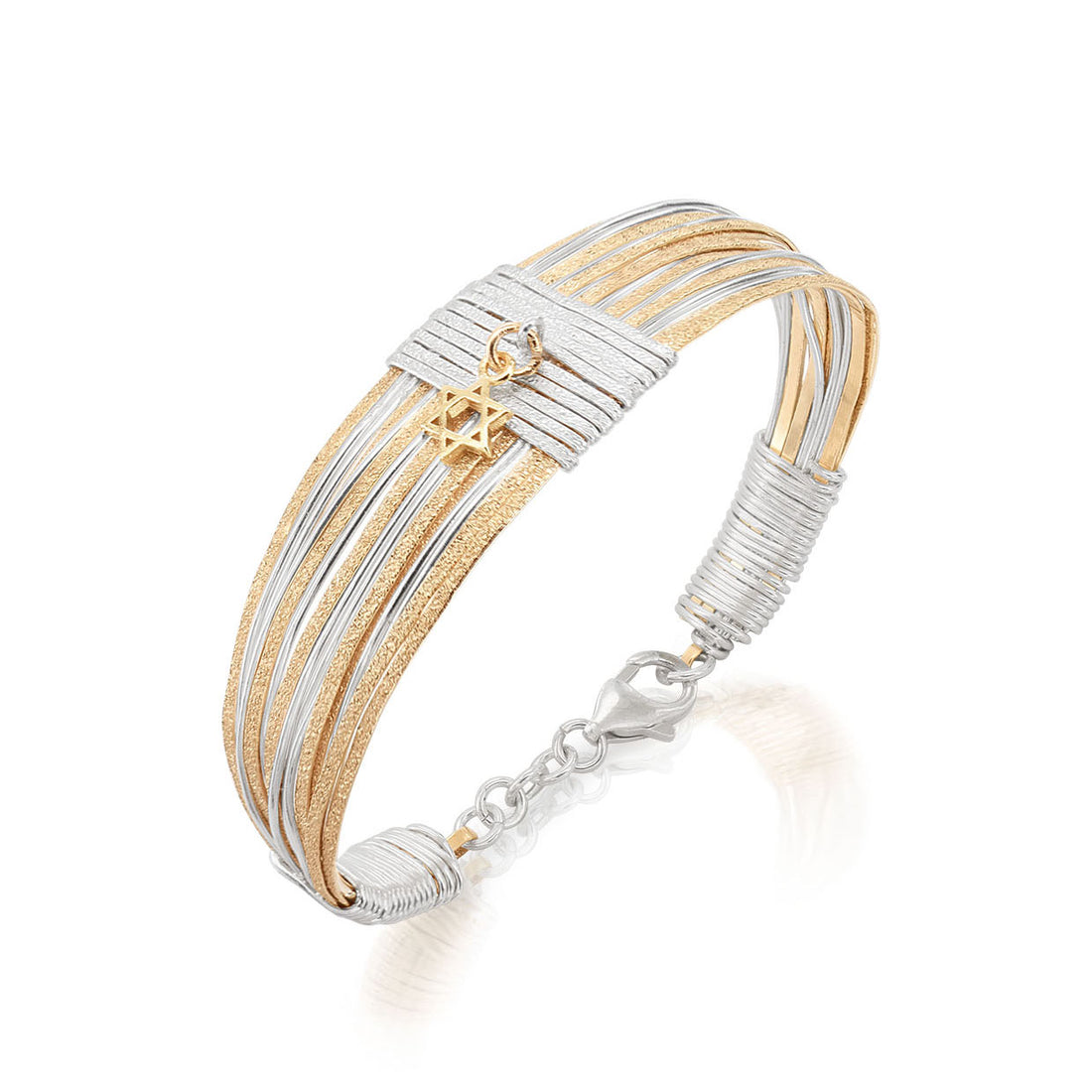 Gold and Silver Spiral Bracelet with Star of David