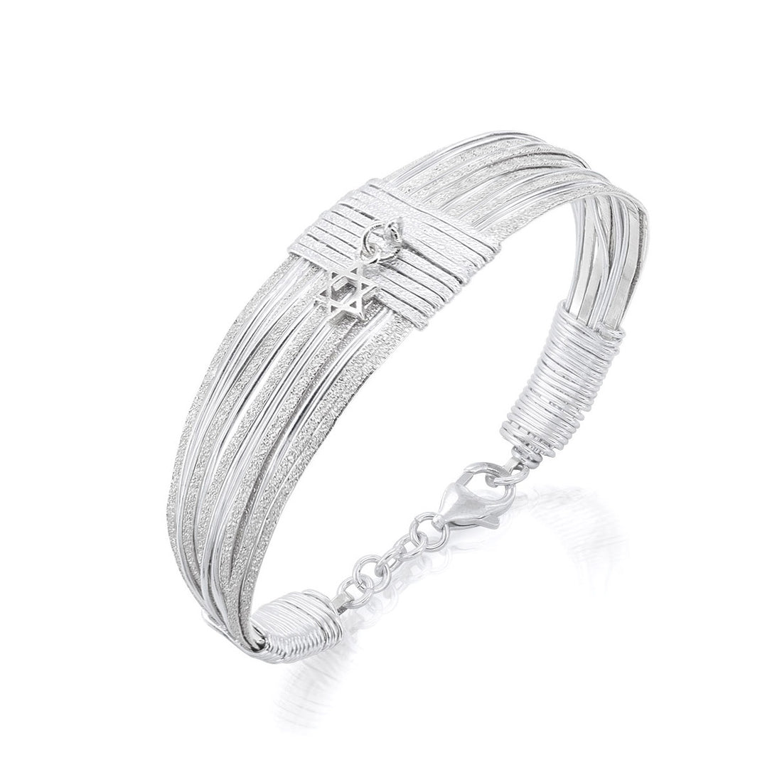 Silver Spiral Bracelet with Star of David