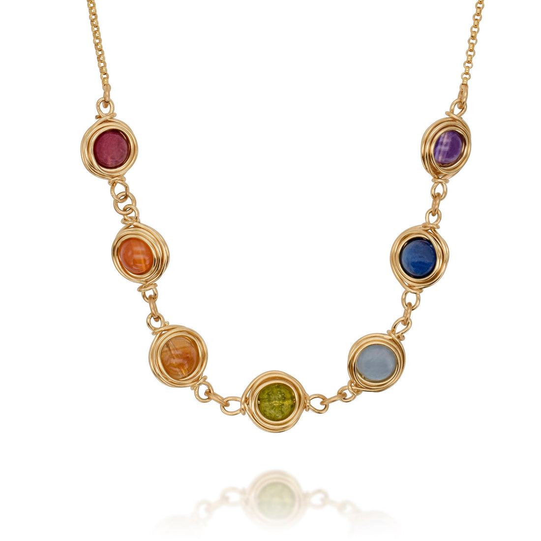 Golden 7 Chakra Rainbow Necklace 🌈