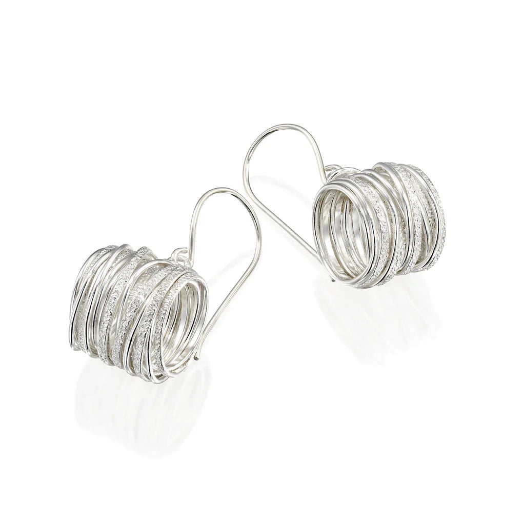 Spirali White Silver Earrings