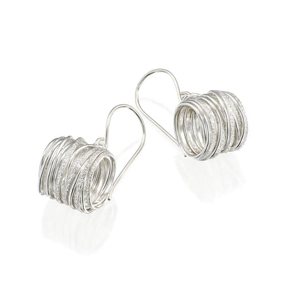 Spirali White Silver Earrings
