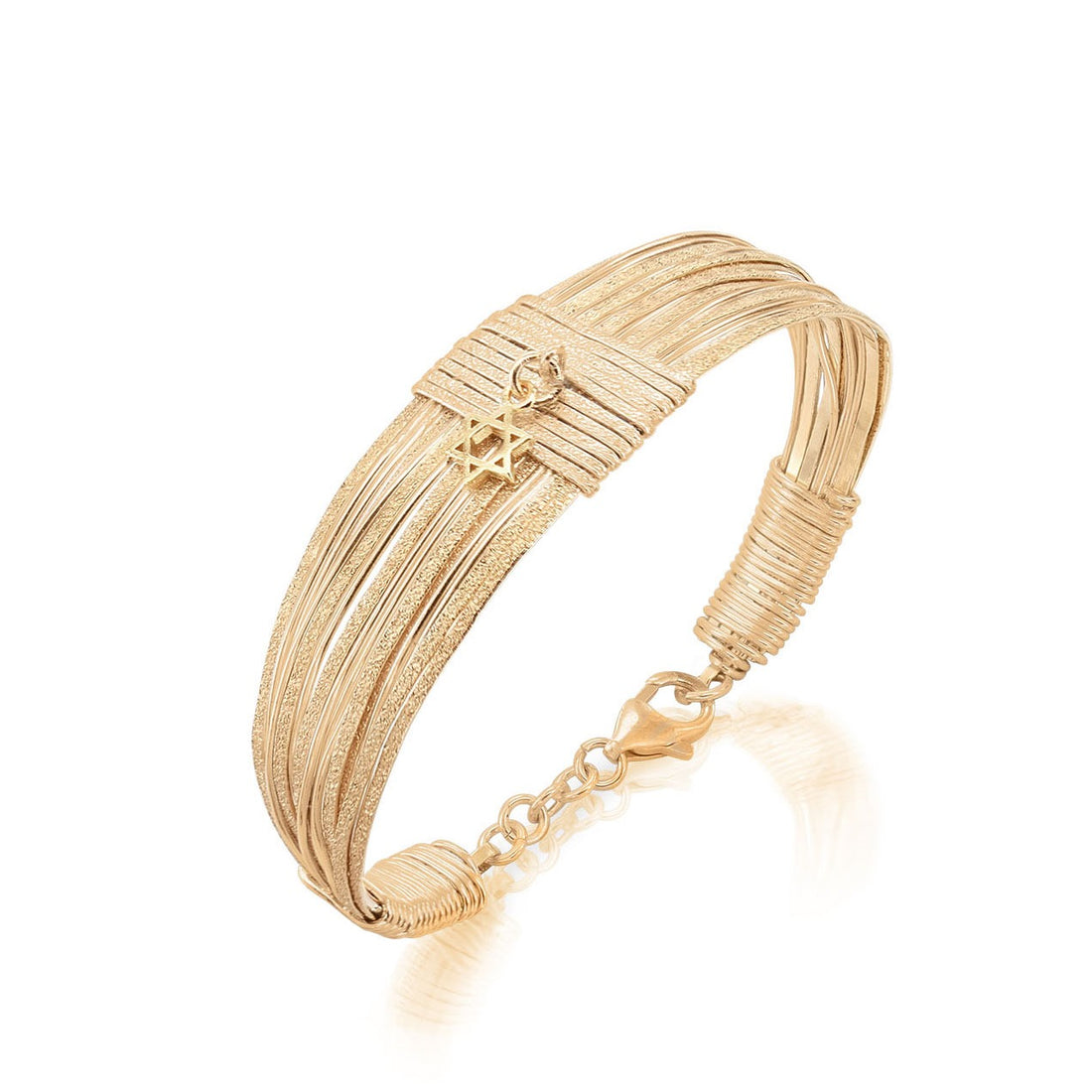 Gold Spiral Bracelet with Star of David