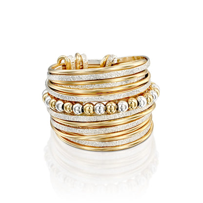 Gold-Silver Beaded Spirali Ring