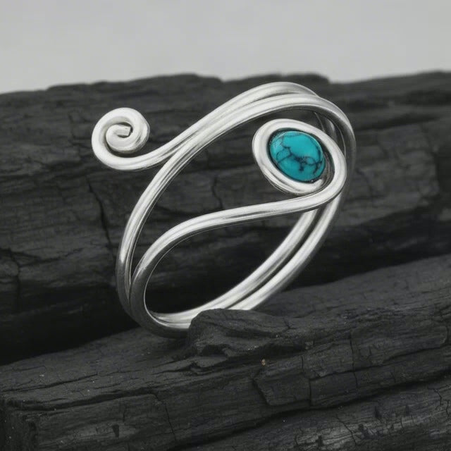 Universe Silver Turquoise Snake Ring
