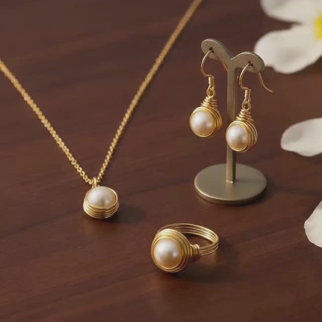 Solid Gold Pearl Sphere Ring